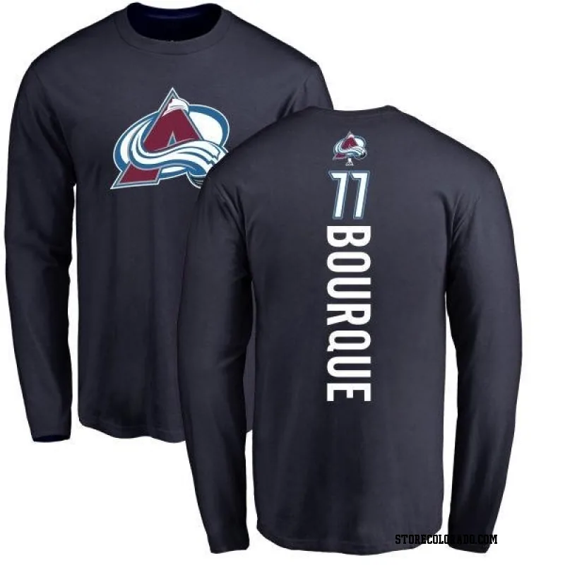Navy Men's Raymond Bourque Colorado Avalanche Backer Long Sleeve T-Shirt
